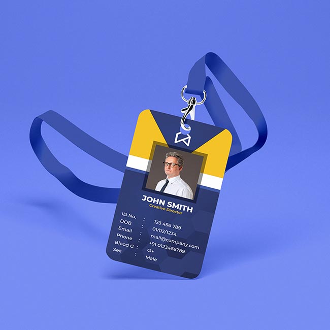 Blue Graphic Employee Id Card Template Royalty Free Vector - IMAGESEE