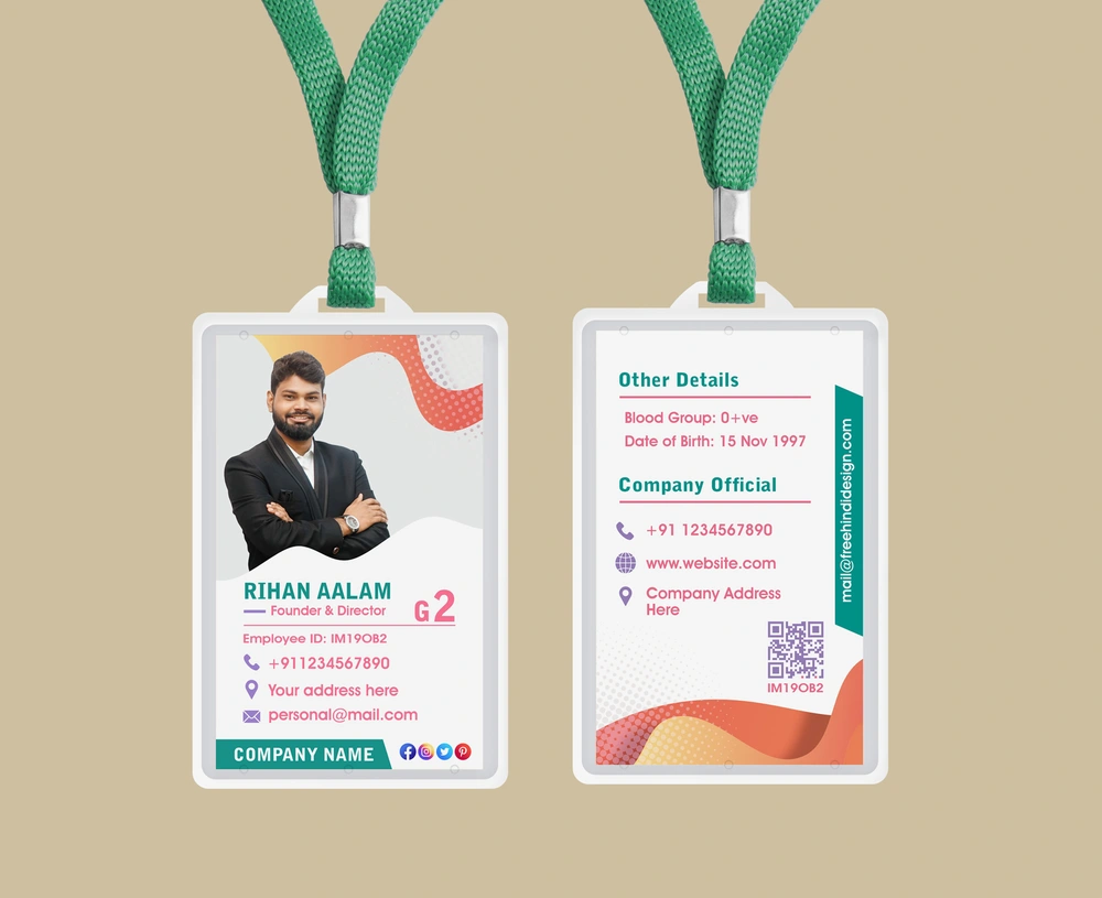 Employee ID Card Template Free Hindi Design