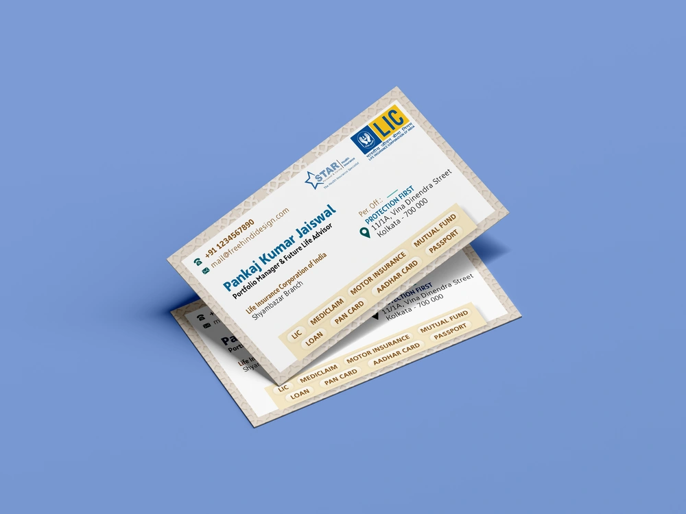 Lic business card template cdr and psd file free download 270622