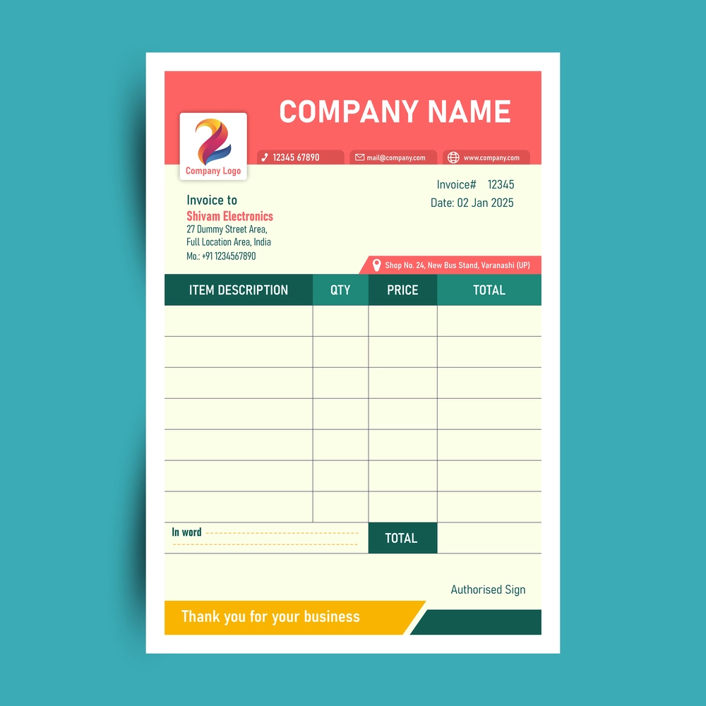 Invoice Template Bill Book Format 140722 Free Hindi Design