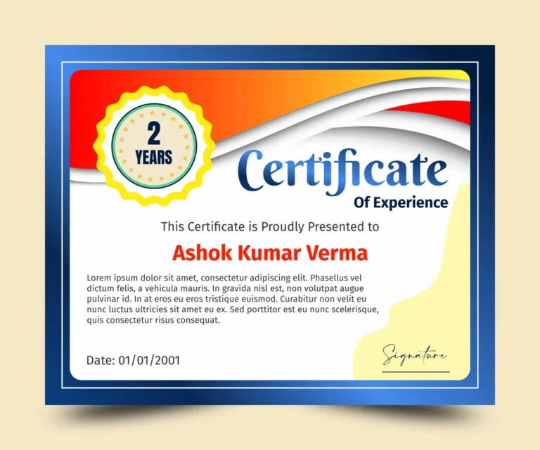 Certificate of employee experice 160822