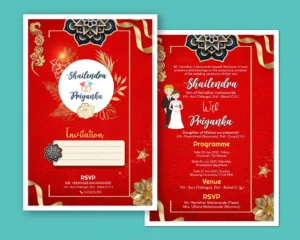 Wedding card template cdr and psd file download-min