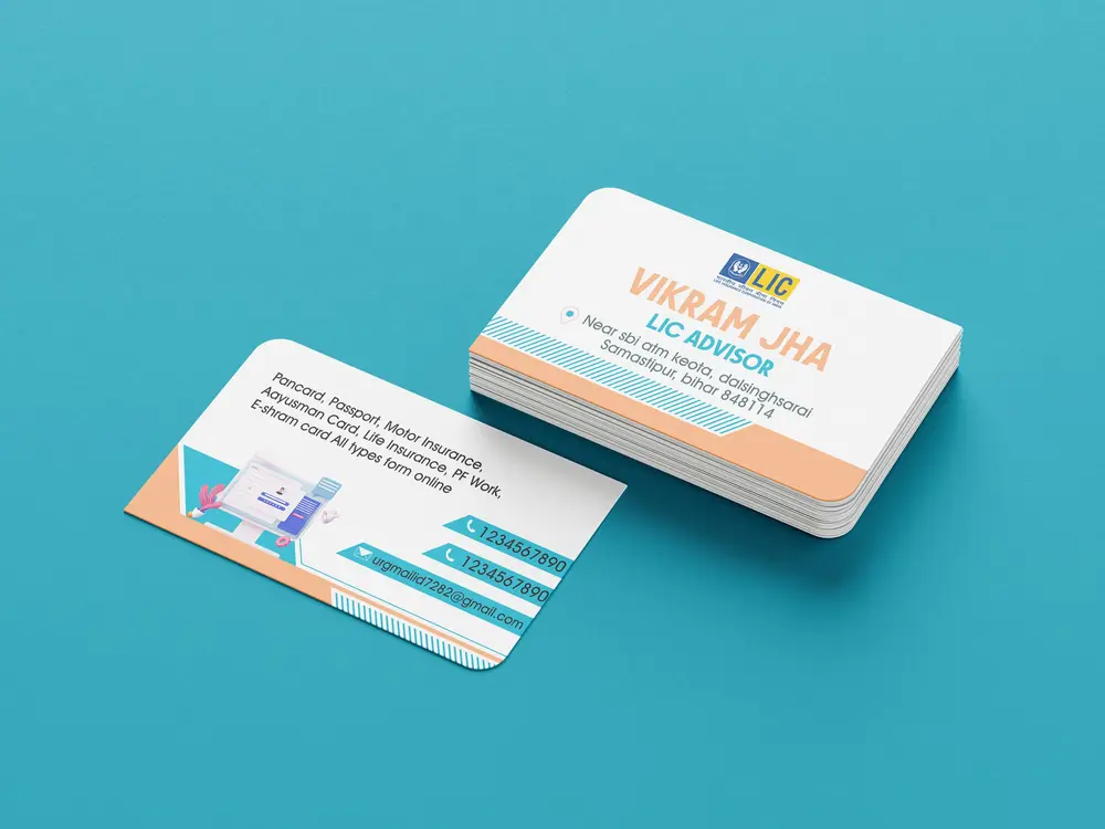 LIC Agent and Online Service Business Card Template 200723
