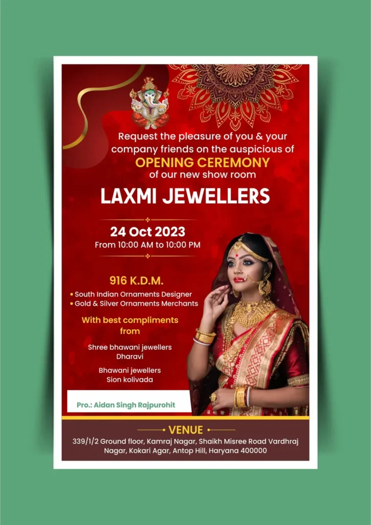 Jewellery shop grand opening invitation card template 071023