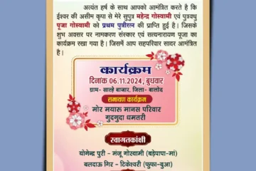 Namkaran & Satyanarayan Pooja Invitation Card Template 301024