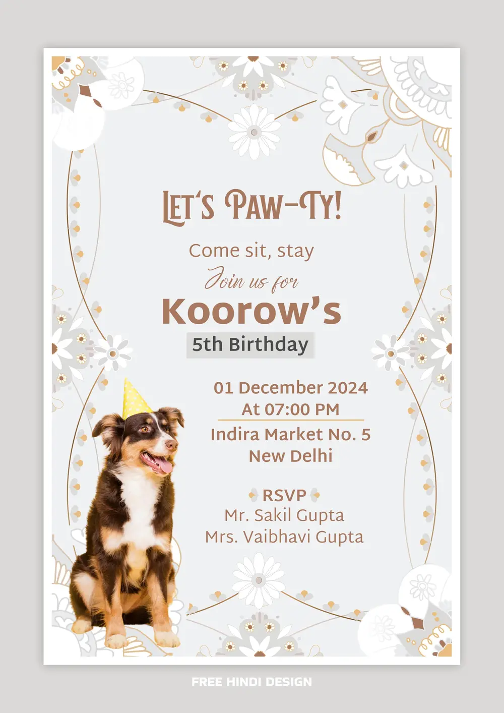 Dog Birthday Invitation Template 291124