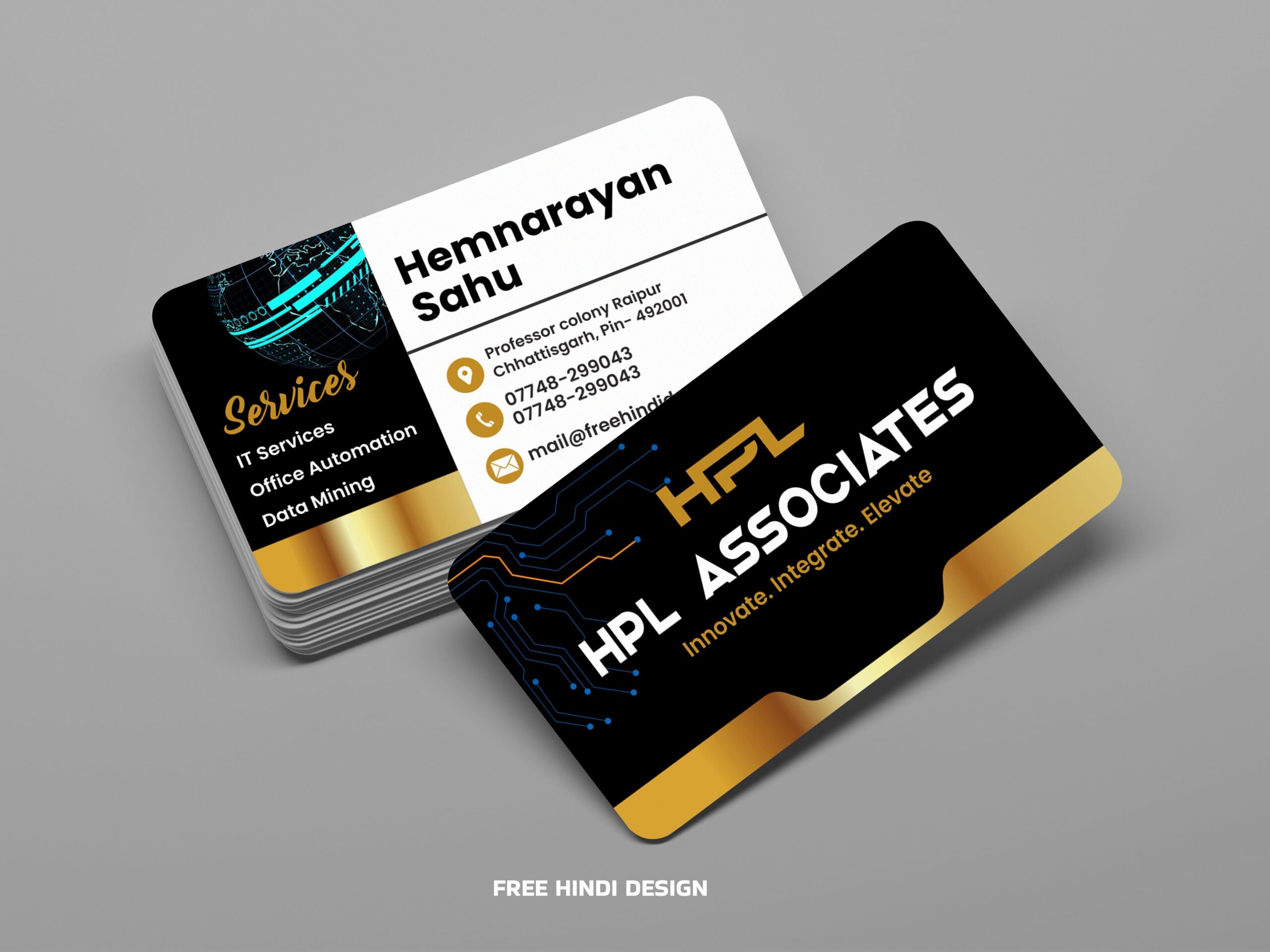 Promote your tech brand professionally with this modern and clean IT Services Business Card Template.