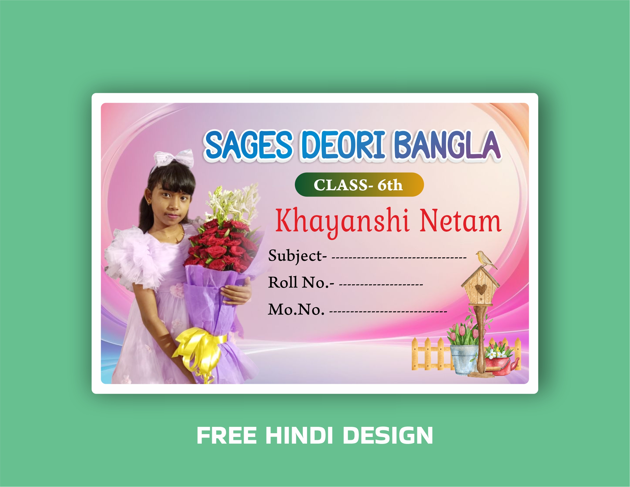 Student Notebook Name Plate Sticker Download