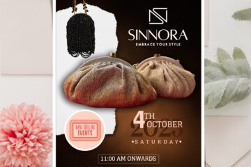Download this stylish Bag Shop Event Program Invitation Card Template