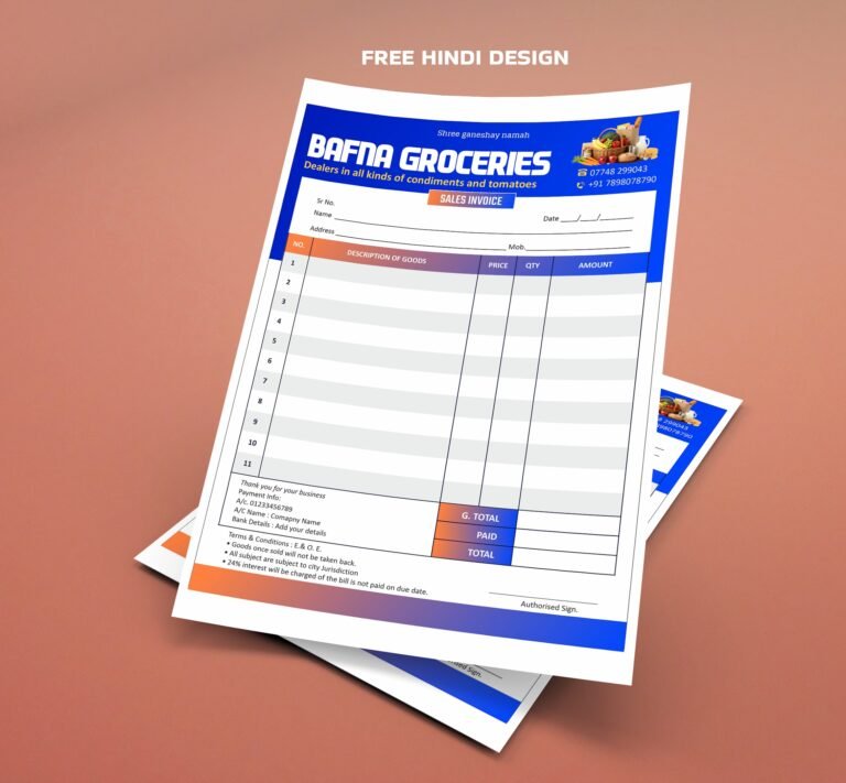 Download this professional Groceries Store Bill Book Template 290925