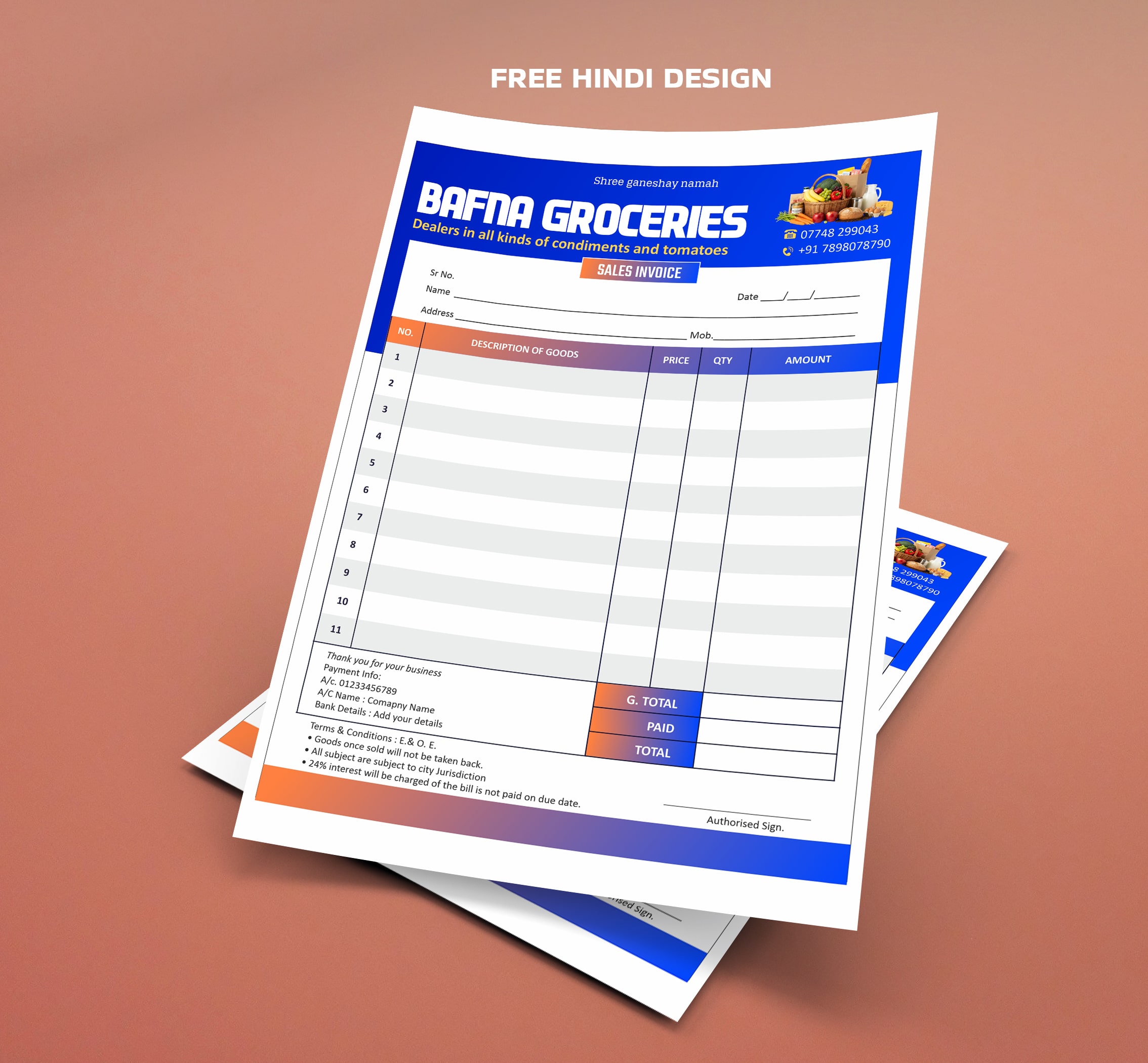 Download this professional Groceries Store Bill Book Template 290925