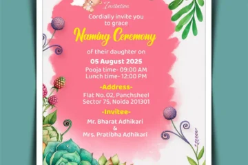 Naming Ceremony Invitation Card Template CDR & PSD Free Download | Baby Naming Function Card Design