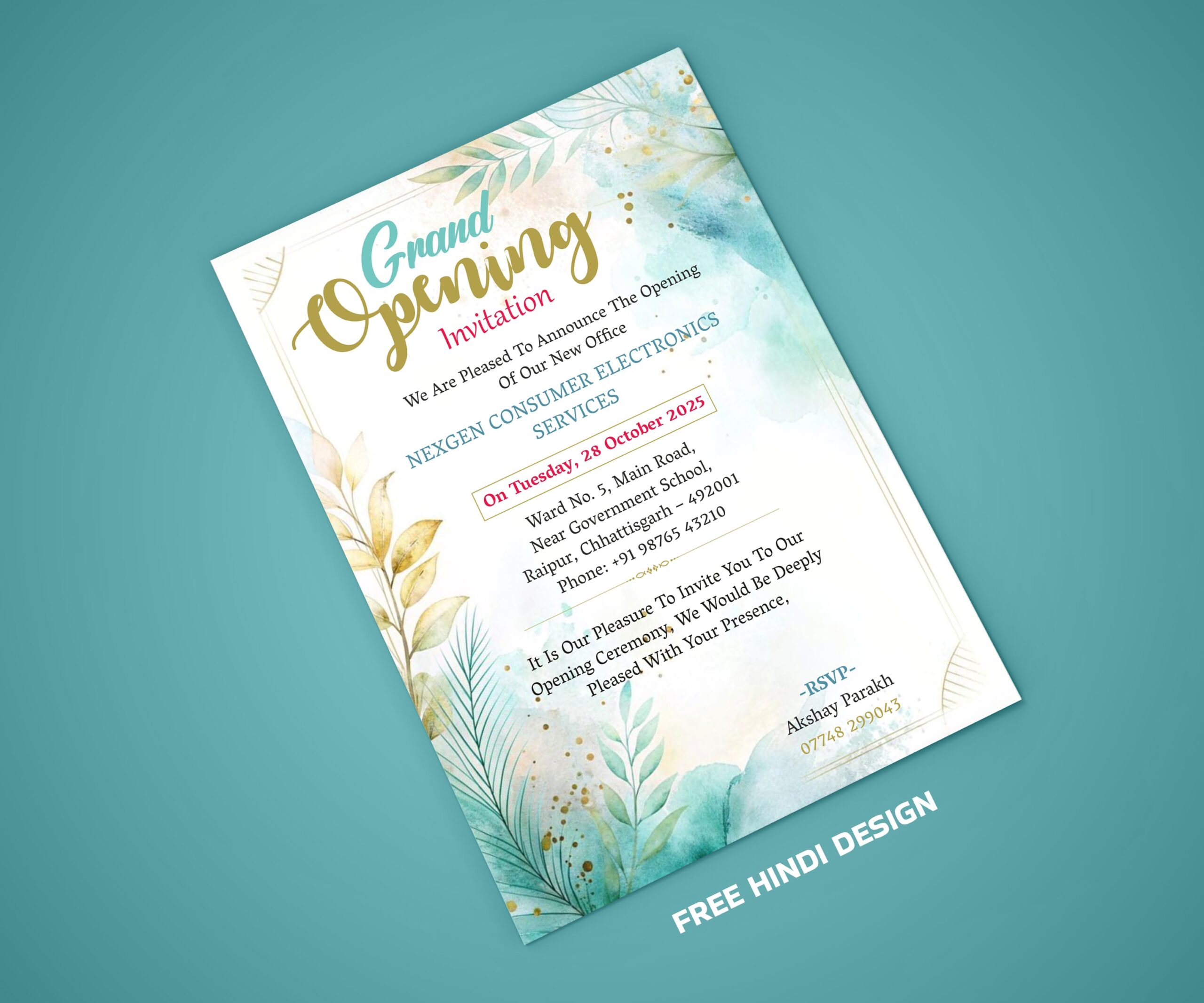 Celebrate your new beginning in style with this Grand Opening Invitation Card Template