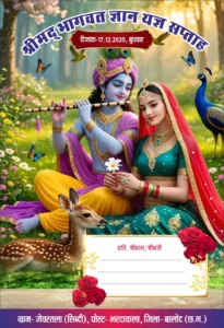 beautifully crafted Shree Mad Bhagwat Katha Gyan Yagya Saptah Invitation Card Template