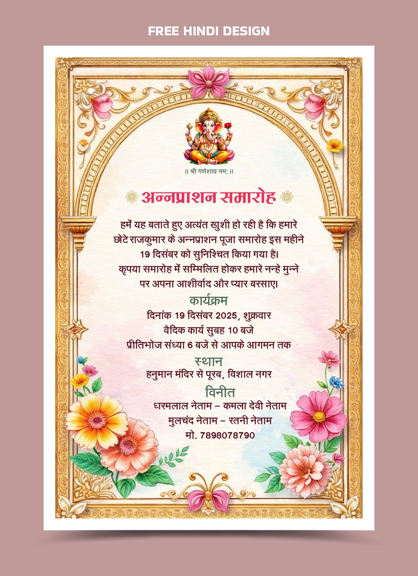 Beautifully designed Annaprashan Samaroh Invitation Card Template 191225