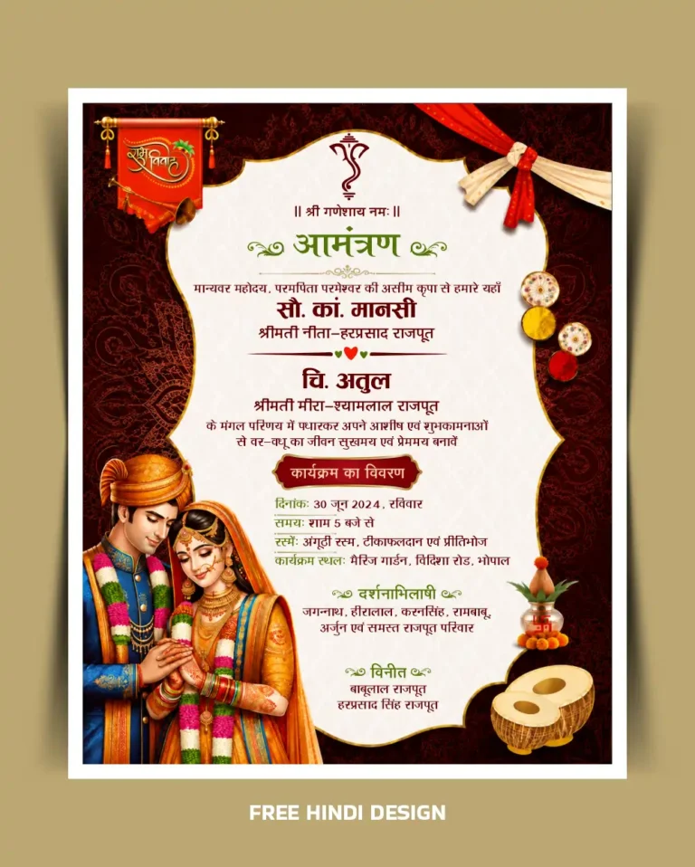 Download this beautifully crafted Royal Rajput Wedding Invitation Card Template