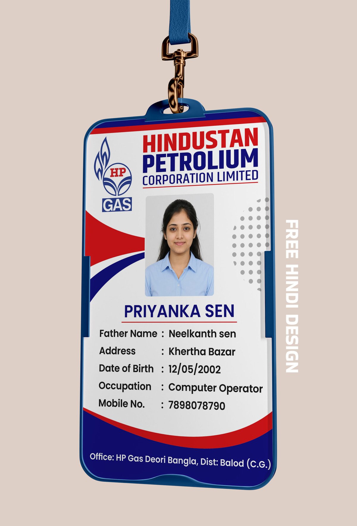 HP Gas Employee ID Card Template Editable CDR PSD Design for Gas Agency Office Staff 130626 HP Gas Employee ID Card Template Editable CDR PSD Design for Gas Agency Office Staff