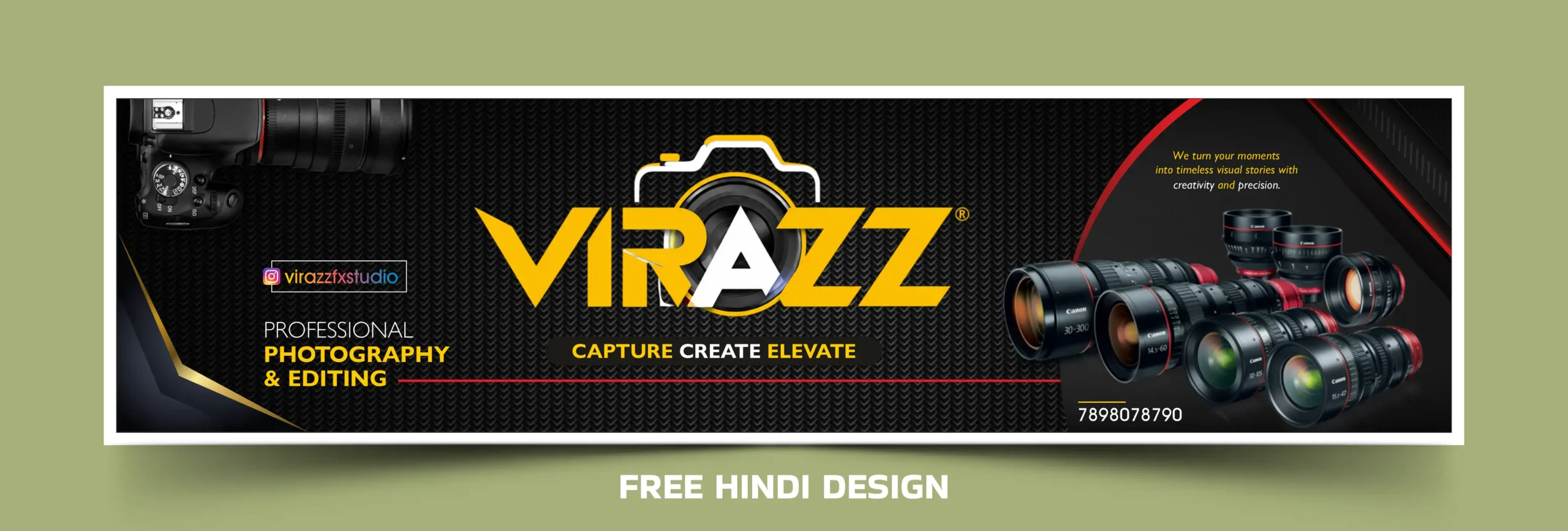 Professional Photo Studio Banner Template Editable CDR PSD Print Ready