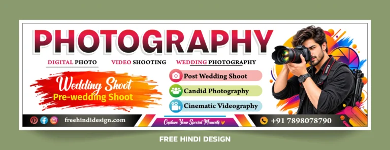 Photography banner template for wedding, pre-wedding, candid photography and cinematic videography services